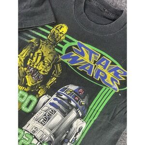 VTG Star Wars C3PO R2D2 Shirt Single Stitch 90s Black Tee Small